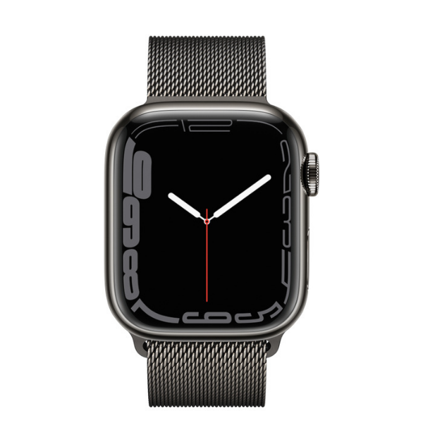 Apple Watch Series 7 GPS + Cellular - 41 mm MKJ23HN/A Graphite Stainless Steel Case with Graphite Milanese Loop