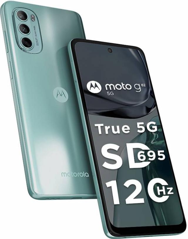 Motorola G62 (PAUY0001IN) 5G, 8GB RAM, 128 GB Memory, 6.55 inch, 5000 mAh Battery - Frosted Blue