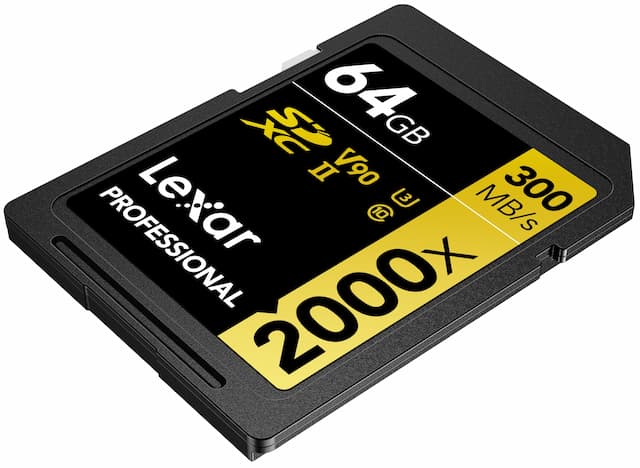 Lexar Professional 2000x 64GB SDHC UHS-II SD Card, R300/W260 C10