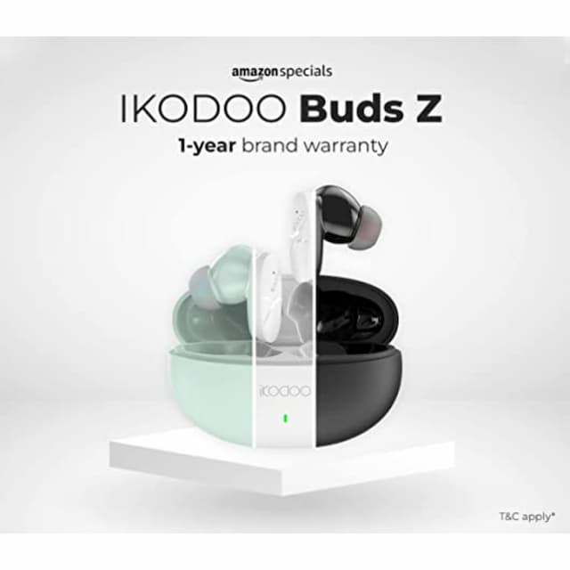 IKODOO Buds Z Truly Wireless in-Ear Earbuds with Mic, AI-ENC, Upto 28 Hrs Playtime, 10mm Bass Drivers, Bluetooth 5.3, Quick Pair, IPX4, Type-C, Fast Charging-(10 Min = 90 Min), Green
