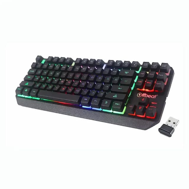 Offbeat Dexter Pro Gaming RGB Keyboard Backlit Mechanical Feel Like Wireless Gaming Keyboard for PC, Laptop, Mac, Ipad, Black